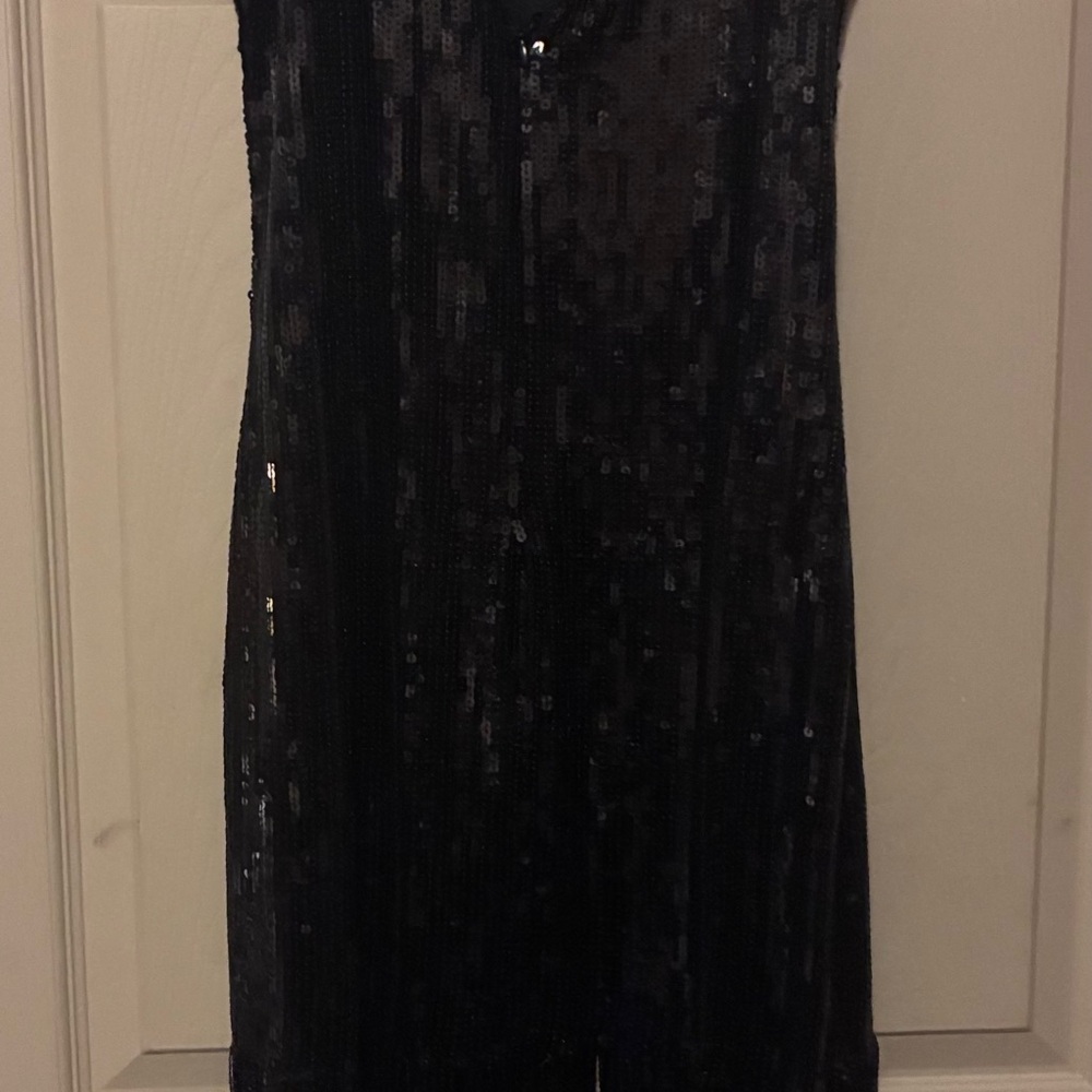 Elegant Black Sequin Midi Dress